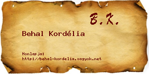 Behal Kordélia névjegykártya